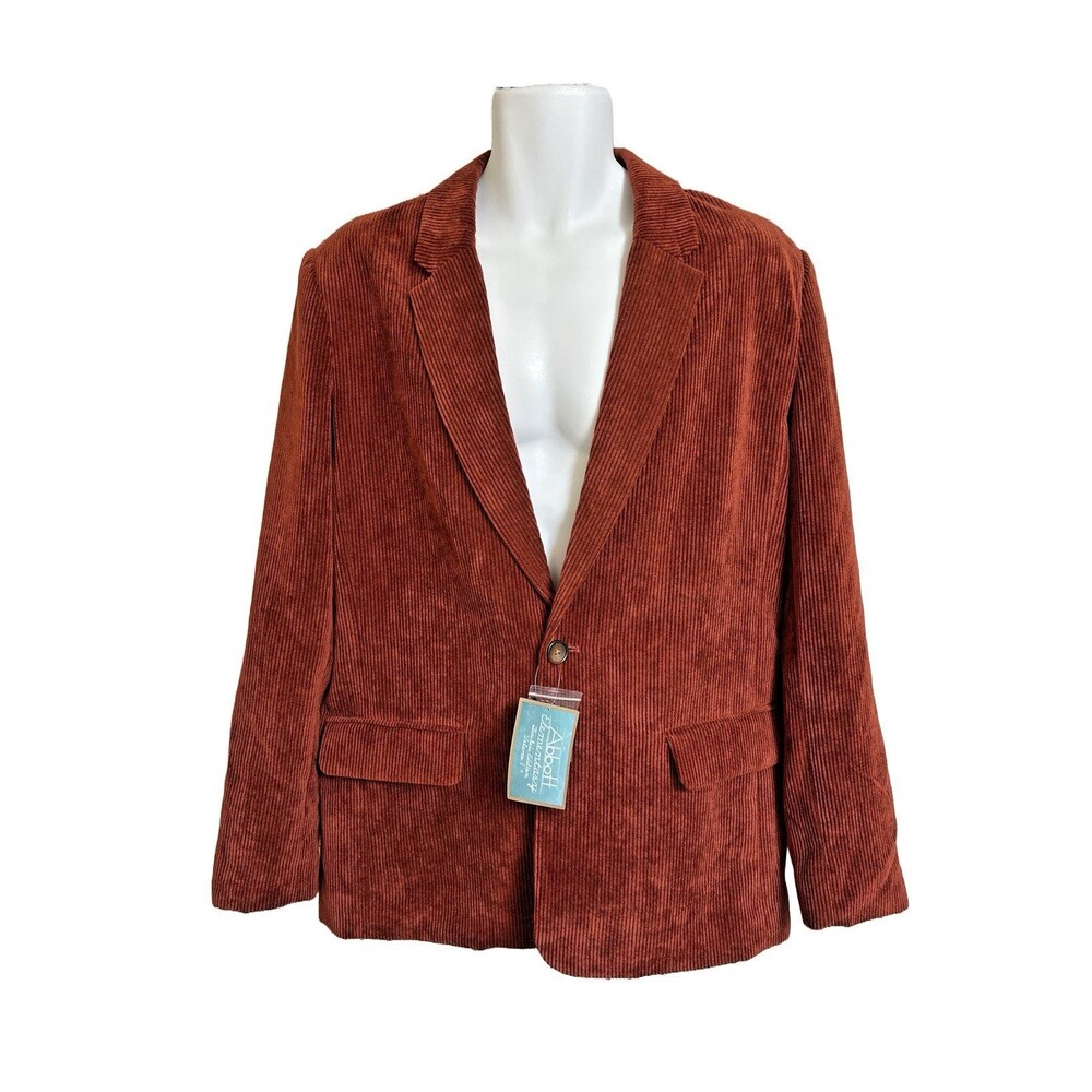 NWT Men's L Corduroy Blazer Abbott Elementary Brown Jacket One Button $99 NEW